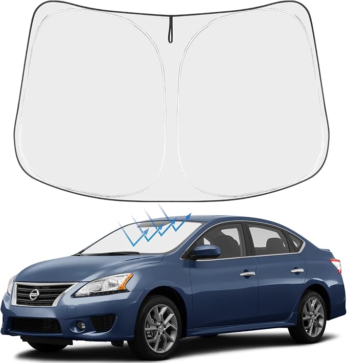 Proadsy Custom Fit Car Windshield Sun Shade for 2013-2019 Nissan Sentra | 240T Heat Shield, Drops Temp 54°F, Blocks 99% UV, Prevents Dashboard Cracking, Summer Parking & Beach Trips, Easy Twist-Fold by Proadsy