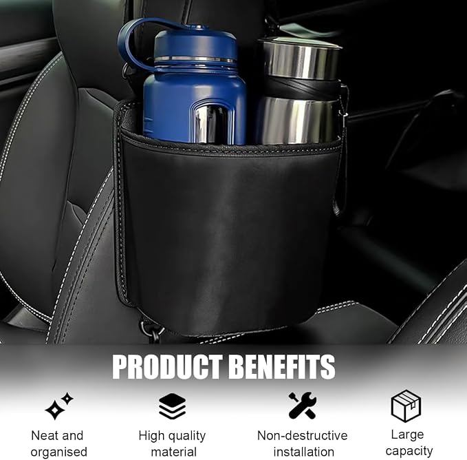 Yourkar Car Seat Side Large Cup Holder Expander Adapter Bag, Auto Seat Storage Hanging Bag for Water Bottle Cup and Drink, Multifunctional Auto Interior Organizer with Waterproof Liner - Image 5