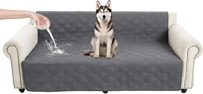100% Waterproof Washable Dog Blanket，Gray+Gray 52"x82" | ,7-Layer Reversible Couch Covers for Dogs Met for Sofa Furniture Car Camping by Unknown