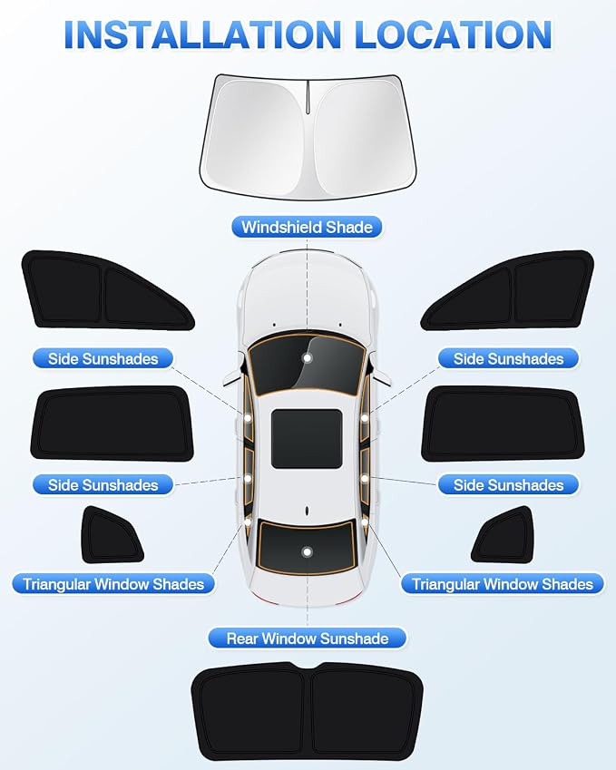 Canvcle Windshield Sun Shade for 2018-2023 Volkswagen VW Tiguan Side Rear Window Shade Cover Sun Visor Shield Privacy Protection Keep Vehicle Cool Black 8PCS - Image 6