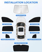 Canvcle Windshield Sun Shade for 2018-2023 Volkswagen VW Tiguan Side Rear Window Shade Cover Sun Visor Shield Privacy Protection Keep Vehicle Cool Black 8PCS - Image 6