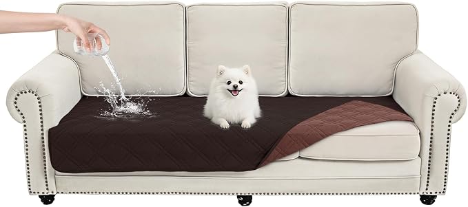 100% Waterproof Washable Dog Blanket，Chocolate+Coffee， 30"x71" | ,7-Layer Reversible Couch Covers for Dogs Met for Sofa Furniture Car Camping by Unknown