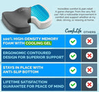 ComfiLife Doctor Recommended Seat Cushion - Premium Gel & Memory Foam Office Chair, Car Seat, Lifting Cushion - Chair Cushions for Back & Sciatica Relief - Seat Cushions for Office & Desk (Charcoal) - Image 7