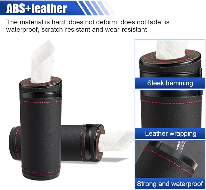 Car Tissues Holder, Multifunctional Tissue Cylinder Boxes, Car Tissues Canned, Travel Tissue Tubes, Car Box Container Fit for Car Cup Holder Home Bathroom Office (Black) - Image 3