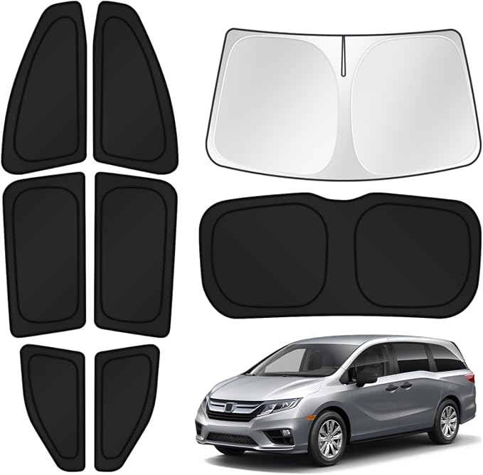 Canvcle Window Shades for 2018-2025 2026 Honda Odyssey Accessories Windshield Sun Shade Side Rear Window Cover Sunshade Sun Visor Shield Privacy Protection for Camping Keep Vehicle Cool Black 8PCS by Canvcle