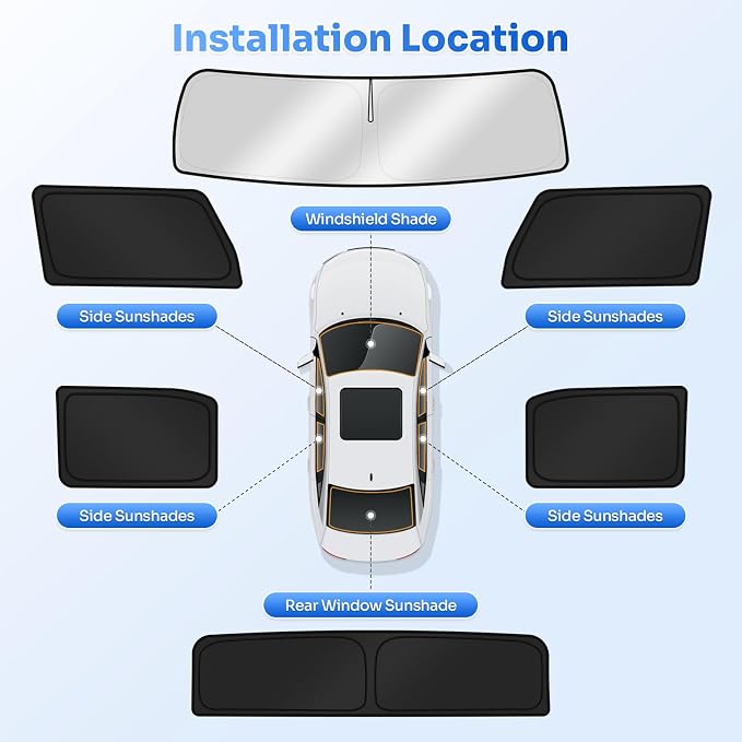 Canvcle Window Shades for 2022-2026 GMC Hummer EV Pickup Accessories Windshield Sun Shade Side Rear Window Covers Sunshade Sun Shield Privacy Protection for Camping Keep Car Cool Black 6PCS(Not SUV) - Image 5