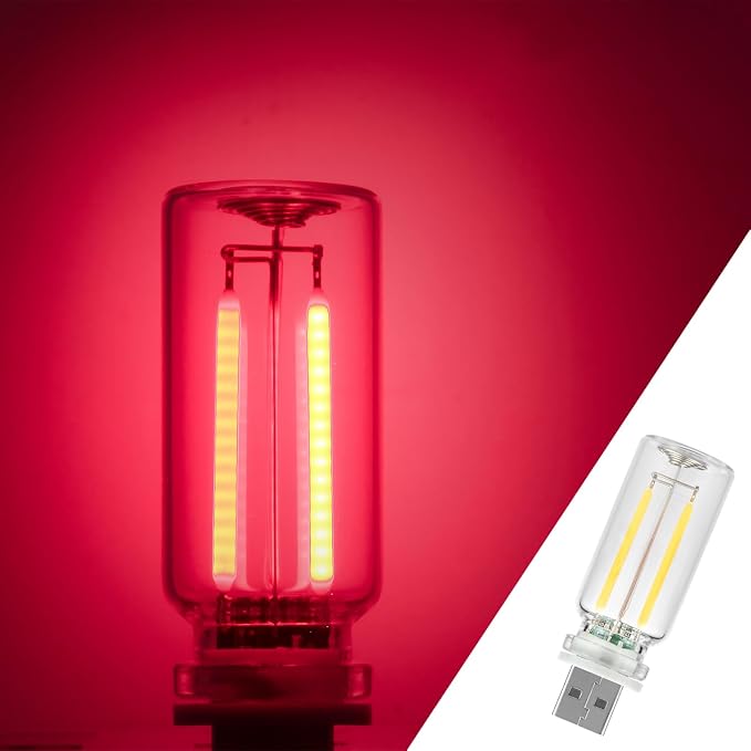 1 Pack Car LED Lights Interior, USB Light for Car Decor & Bedroom, Touch Dimmable Ambient Lighting, Mini Glass Bottle Night Light for Camping Gifts-Red by Unknown