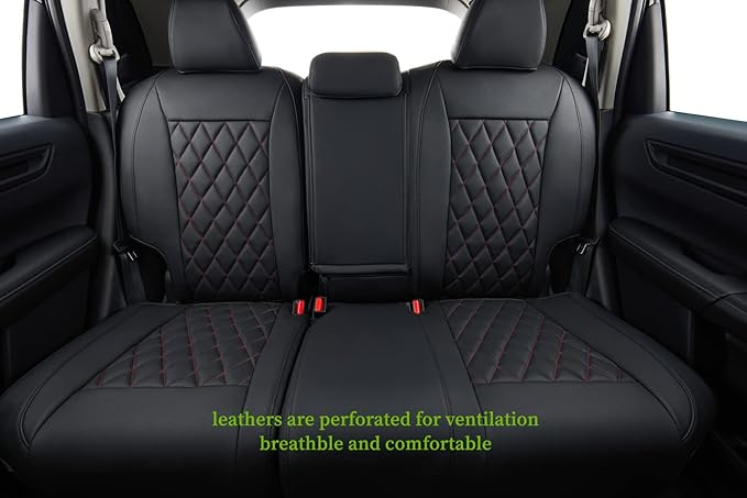 coverdream Custom Seat Covers for 2017-2022 Honda CR-V,Premium Faux Leather Car Seat Cover Set,Full Set Waterproof SUV Seat Protector,Armrest Covers Included (Red/Black) - Image 2