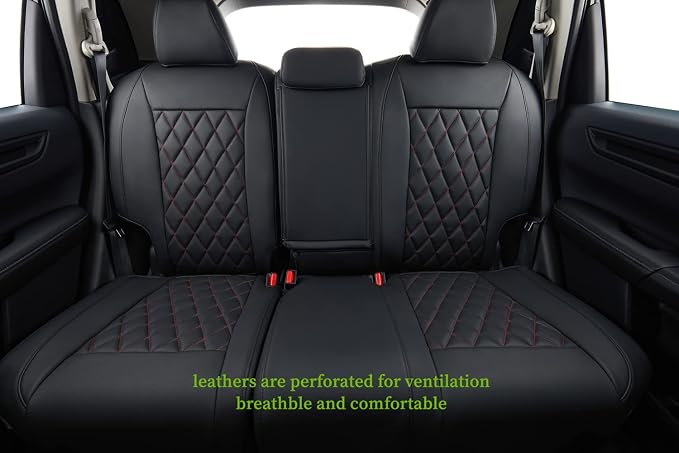 Custom Seat Covers for 2017-2022 Honda CR-V,Premium Faux Leather Car Seat Cover Set,Full Set Waterproof SUV Seat Protector,Armrest Covers Included (Red/Black) - Image 2