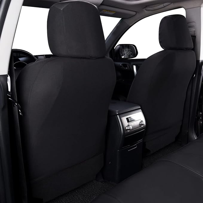 Flying Banner car seat Covers Protects Water Proof Faux Leather Carbon Fiber Front and Rear Bench (Black Black, Full Set - 9PCS) - Image 4
