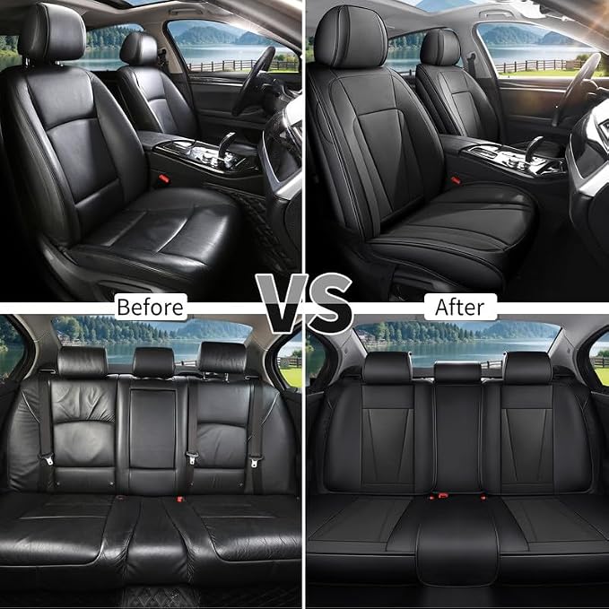Car Seat Covers Full Set Custom Fit for Kia Soul 2009-2026,Black | Premium Faux Leather, Waterproof, Anti-Slip, Airbag Compatible, Breathable, Car Seat Protectors, 2 Rows 5 Seats - Image 5