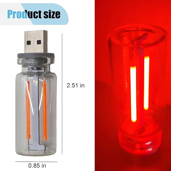 USB LED Atmosphere Light - Plug-in USB Ambient Retro Lamps, Mini LED Car Interface Charging Night Light for Hallway, Bedroom (Red) - Image 2