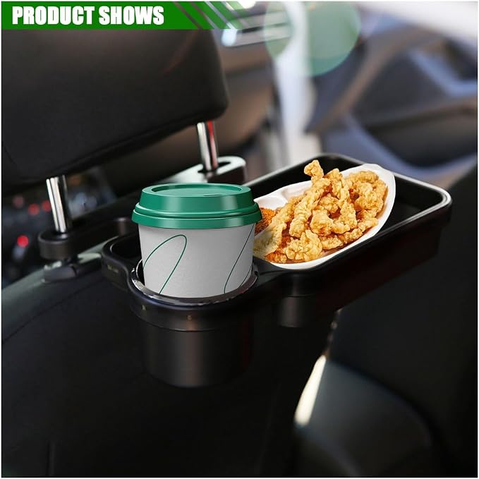 Car Cup Holder Tray, Detachable Eating Organizer Backseat Car Tray, Car Back Seat Organizer Foldable Desing, Automotive Accessories for Most Vehicles - Image 6