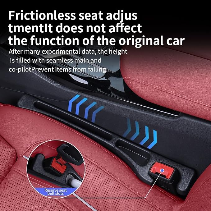 Car Seat Gap Filler Organizer, Universal Fit, Black, PU Leather, 2 Pack with Storage Pockets - Image 5