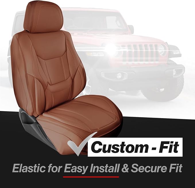 Coverland Custom SUV Car Seat Covers for 2016-2026 Subaru Crosstrek | Premium Waterproof Faux Leather Non-Slip Memory Foam Airbag Compatible Custom Fit Interior Protector [Front Seat-Camel Brown] - Image 2