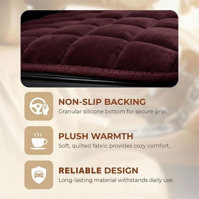 YoRise Car Seat Cushion, Car Driver Seats Protector Cover Red | Soft Plush Auto Seat Pad with Storage Pocket, Car Seat Cover with Non-Slip Rubber Bottom, Winter Vehicle Accessory - Image 4