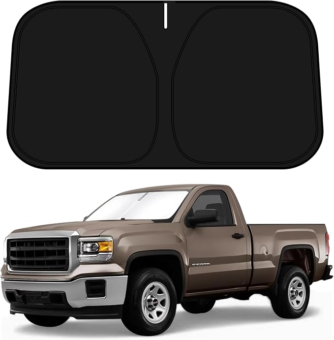 D-Lumina Windshield Sun Shade for 2014-2018 GMC Sierra 1500 2500 3500 Accessories, Front Window Sunshade Sun Visor Protector Block UV Rays Heat, Foldable 2 Layers 210T Material by D-Lumina