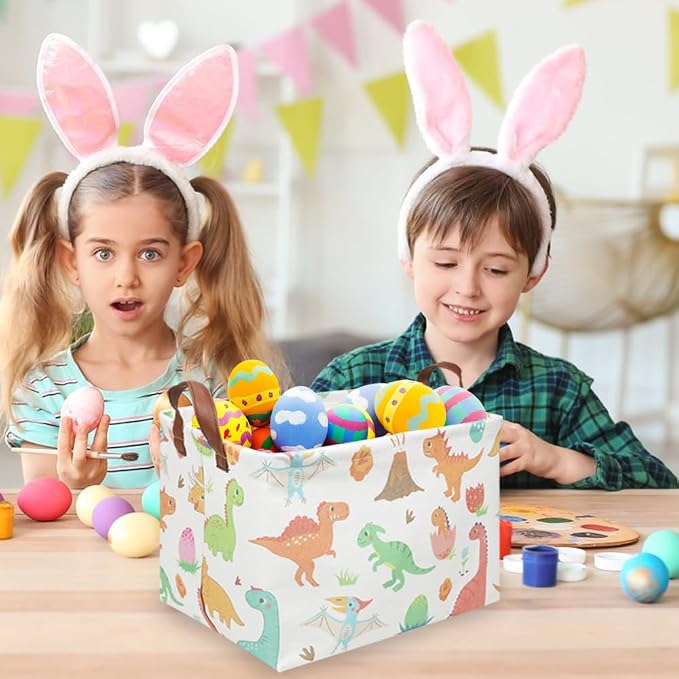 Rectangular Easter Dinosaur Basket,Waterproof kids toy storage box bedroom,Dinosaur Storage Box,kids laundry Basket,Easter Room Decor,Nursery Hamper,Gift Baskets(Dinosaur) - Image 4