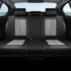 Coverado Rear Bench Car Seat Covers, Car Rear Seat Covers, Nappa Leather Back Seat Cover, Automotive Seat Covers Seat Cushion Cover Universal Fit for Most Cars Sedan SUV Pickup Truck, Black&Gray by COVERADOAUTO