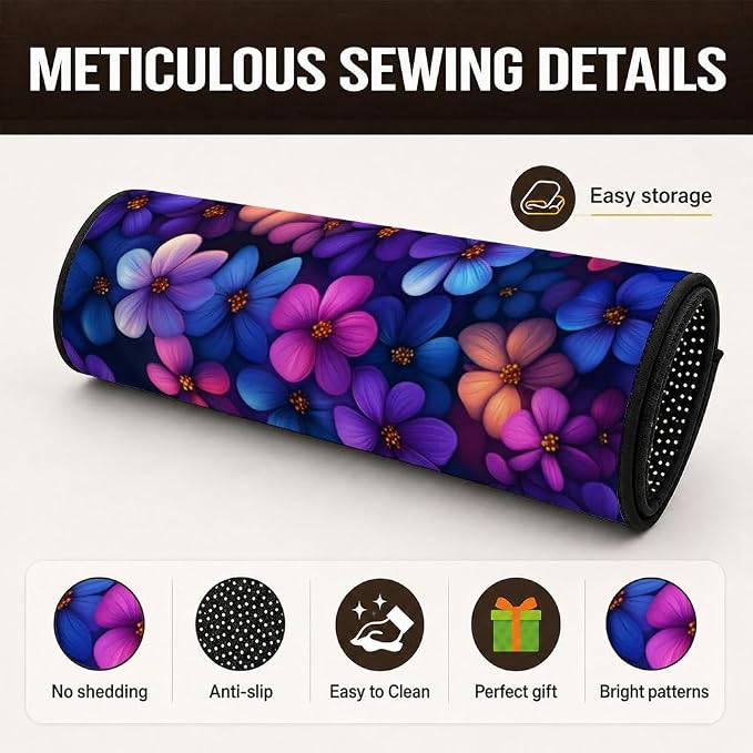 Car Trunk Mat for SUV, 29"x39" Cute Purple Floral Cargo Liner Protector | All Weather Universal Cargo Liners for Dogs, Car Accessory for SUVs/Sedan/Wagons, Durable Non-Slip Washable Rear Cargo Mat - Image 3