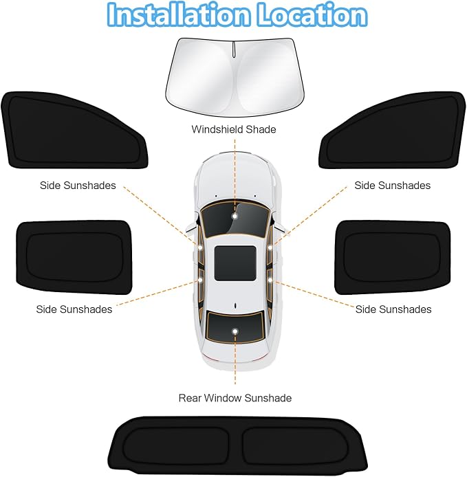 KUST Car Window Shades for Chevrolet Silverado EV 2024 2025 2026 Windshield Sun Shade Side Window Cover UV Block Privacy Protection Accessories for Camping Blackout Rear Back Full Set 6PCS - Image 8