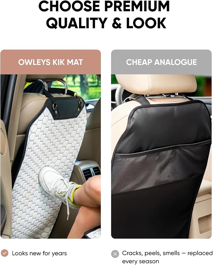 Kick Mat Back Seat Protector - Car Back Seat Cover for Kids Feet - Waterproof & Sturdy Protector for Upholstery from Dirt, Mud, Scratches and Stain (White) - Image 9
