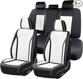 FLORICH Leather Car Seat Cover Full Set Automotive Seat Covers 5 Seats Front and Back Seat Cover Full Coverage Car Seat Cushion Universal Fit for Most Car Truck SUV Seat Protection, Black&White by FLORICH