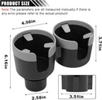 Car Double Cup Holder Extender, 2-in-1 Car Cup Holder Adapter with Adjustable Base, Universal Multifunctional Cup Holder Organizer for Beverage, Snack, Cup, Bottle Storage (Grey) - Image 2