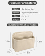 Car Seat Side Pocket Organizer for Car Doors and Consoles, Beige | Reusable Adhesive Car Storage Bag, Holds phones keys wallet sunglass etc, Suitable for all vehicles, PU Leather - Image 2