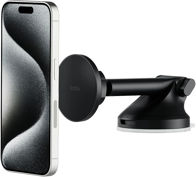 iOttie iTap 3 Magnetic Dash & Windshield Car Mount, Phone Holder with Suction Cup, Includes Magnetic Ring Adapter, Compatible with iPhone 12-17, Samsung Galaxy, Google Pixel, and MagSafe Phones by iOttie