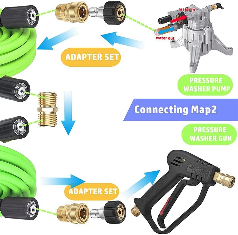 Pressure Washer Quick Connect, M22-14MM To 1/4 Inch Adapter Fittings, 2 Set - Image 4