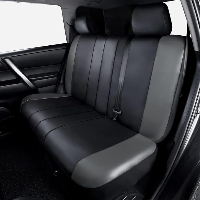Flying Banner car seat Covers Protects Water Proof Faux Leather Carbon Fiber Front and Rear Bench (Black Gray, Full Set - 8PCS) - Image 6