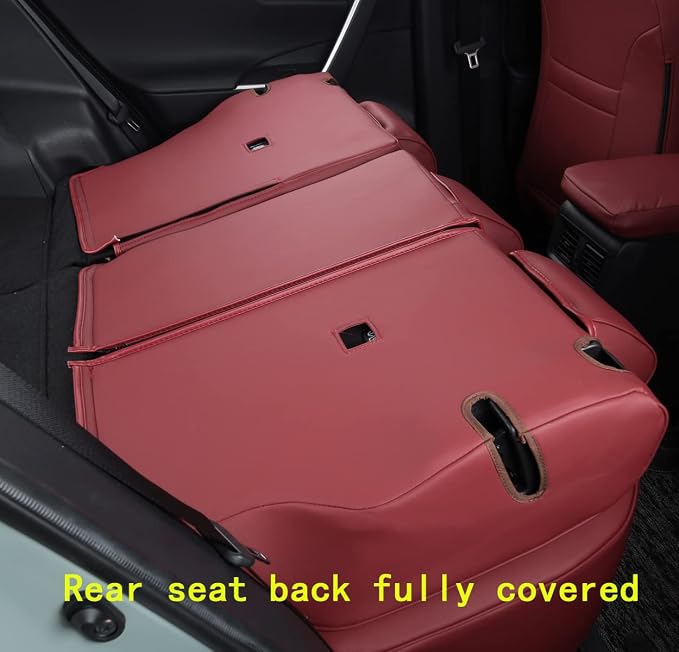 Custom Fit RAV4 (Not for Hybrid) Car Seat Covers Fit for Toyota RAV4 LE Limited XLE 2019 2020 2021 2022 2023 2024 2025 with Waterproof Faux Leather (Wine red, LU01-XLE) - Image 4