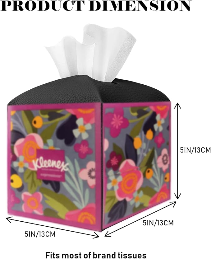 Tissue Box Cover Holder Square Tissue Cube Cover PU Leather Tissue Organizer with Bottom Belt for Bathroom, Tabletop, Car, Night Stands, Office, Home, Kitchen (1, Black) - Image 6