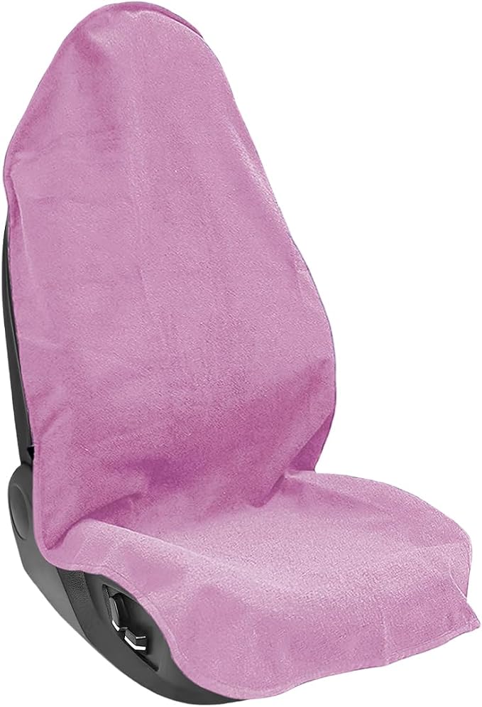 Osilly Car Seat Cover Towel Fabric, Anti-Slip Pink Front | Soft texture, granular backing, washable staff protection, easy cover adjustment, universal fit, car interior accessories by Osilly
