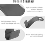 2-Pack Car Headrest Hooks, 1.1-Inch Wide Purse Hangers, Grey | Microfiber leather hooks with built-in metal cores keep purses, groceries and backpacks organized and within reach - Image 5