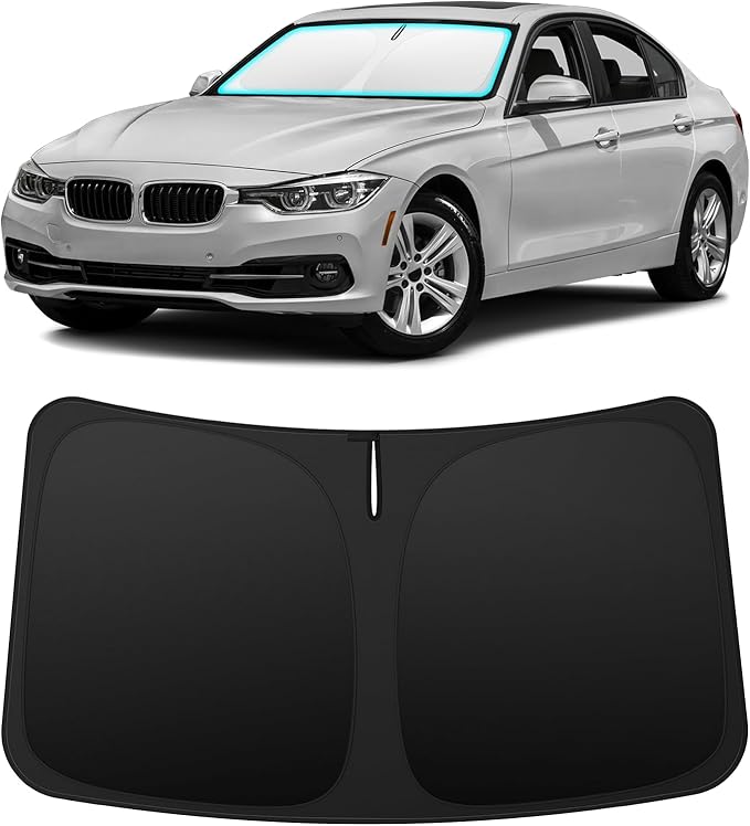 INSAUTO Custom Fit Windshield Sun Shade for BMW 3 Series 2013-2018 | Foldable Front Window Sunshade Car Accessories, UV & Heat Reflector, Keeps Interior Cool, Includes Storage Bag by INSAUTO