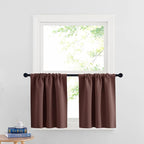 RYB HOME Cafe Blackout Curtains 30 inch Length, Short Window Curtain Tiers | Light UV Heat Blocking,Energy Saving,Privacy ,For Basement Bathroom Kitchen Window,W29 x L30,Chocolate Brown,2 Panels by RYBHOME