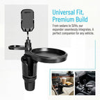 Car Cup Holder Tray, 4-in-1 Vehicle Drink Holder Expander Adapter with Phone Holder & Food Tray Table, Auto Center Console Cupholder Eating Table Organizer, Universal Fit (Black) - Image 6