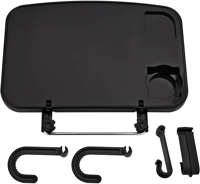 XINDELL Steering Wheel & Car Seat Tray - Universal Foldable Desk for Laptop, Food, Cup Holder - Portable Car Food Tray for Drivers, Kids, Road Trips - Fits All Vehicles - Image 9