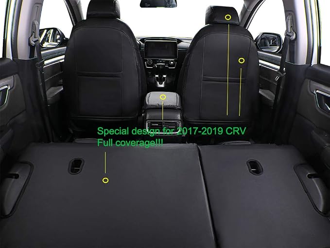 EKR Car Seat Covers for Honda CRV 2017-2022 Leatherette Full Set | Custom Fit for Honda CRV 2017 2018 2019 2020 2021 2022,Factory-Style Interior Upgrade,Full Wrap,Faux Leather(Black) - Image 3