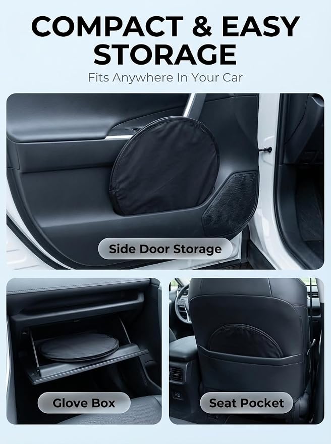Proadsy Custom Fit 2014-2026 Jeep Grand Cherokee Car Windshield Sun Shade | Ice Crystal Micro-Refraction Blocks 99% UV, Drops Cabin Temp 54°F. Foldable Full Coverage for Summer Parking/Camping Privacy - Image 8