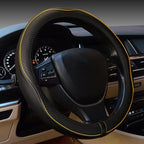 Gomass Car Steering Wheel Cover, Anti-Slip, Safety, Soft, Breathable, Heavy Duty, Thick, Full Surround, Sports Style (Black with Yellow Line) by Rsept