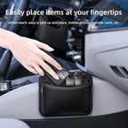 Car Seat Side Pocket Organizer - PU Leather Auto Door Console Mini Storage Bag for Keys, Phone, Sunglasses, Registration, and Documents (Black) - Image 2