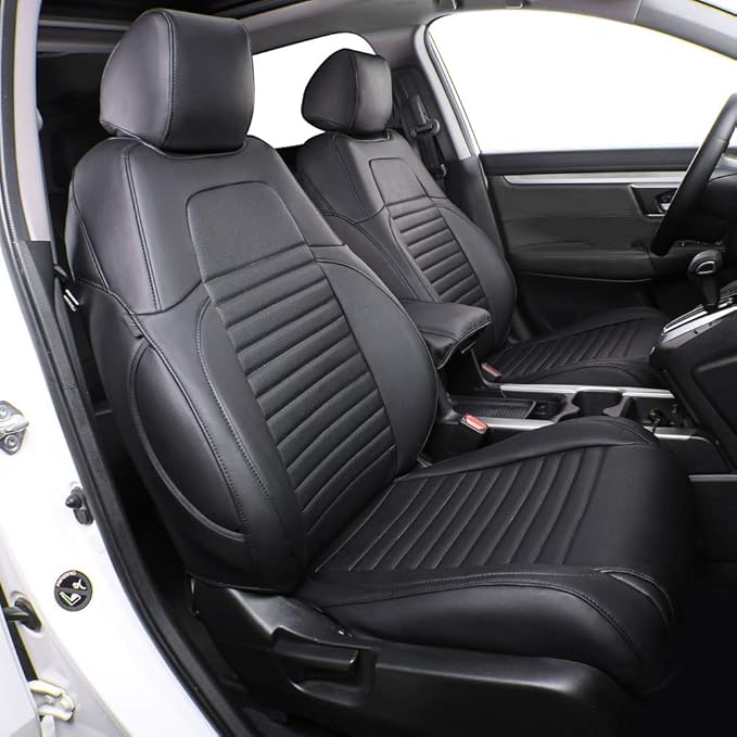 EKR Accord Seat Covers for Honda Accord 2023 2024 2025 2026 EX,SE &2023-2026 (Hybrid) Sport,EX-L,Sport-L,Touring,(Rear Row W/40/60 Split Backrest),Leather Seat Covers for Trucks Full Set (Black) by EKR
