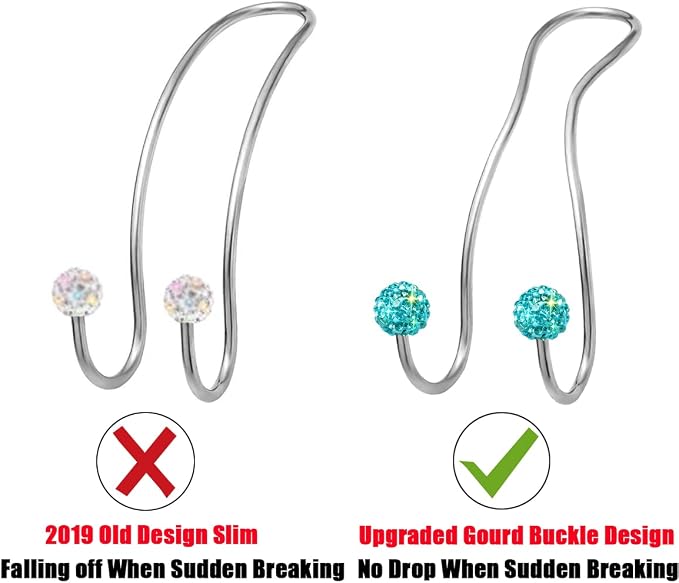 Bling Purse Hook for Car Headrest, Cute Car Seat Hooks (2Pack) | Upgraded,Durable Stainless,Car Purse Hanger,Purse holder,Rhinestones,Bag Hooks,Car Hooks for Purses and Bags Cute,Lake Blue - Image 5