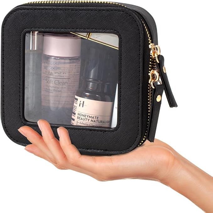 Clear Makeup Bag Small, Mini Travel Cosmetic Case Transparent TSA Approved Toiletry Bag with Zipper Portable Make Up Pouch for Purse Traveling Car Essentials Organizer for Women Men - Image 7