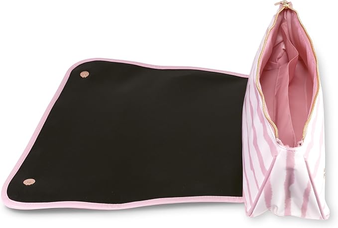 kate spade new york Hair Tool Organizer Bag, Goddess Stripe | Leatherette Travel Bag for Hair Dryer, Curler, Straightener, or Air Styler with Built in Heat Resistant Mat - Image 3