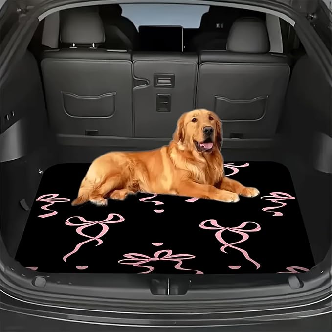 Universal Car Trunk Mat 29" x 39", Pink Bow and Heart All Weather Trunk Protection Cargo Liner, Durable Cargo Mat Rear Trunk Liner, Stylish Vehicle Interior Accessories Suitable for Most Car Models - Image 3