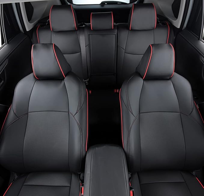 Custom Fit for RAV4 and VENZA Seat Covers Fit for Toyota RAV4 2019 2020 2021 2022 2023 2024 2025 Prime and XSE Hybrid with Waterproof Faux Leather (Black with Red Trim, LU02-Prime-XSE Hybrid) - Image 5